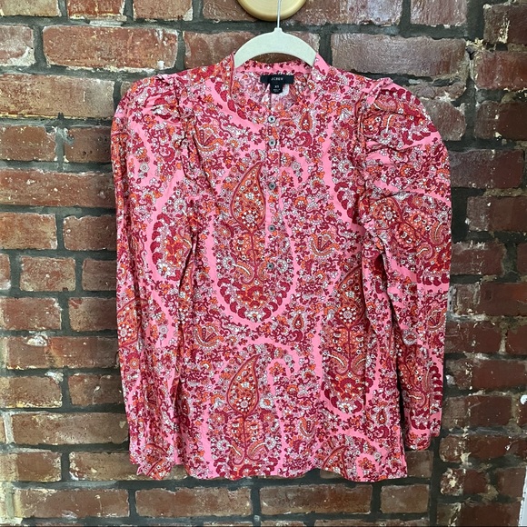 J. Crew Puff-sleeve top in oversized paisley - Picture 4 of 12